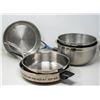 Image 1 : STAINLESS STEEL -2 BOWLS & 3 PANS, 10” SIZE