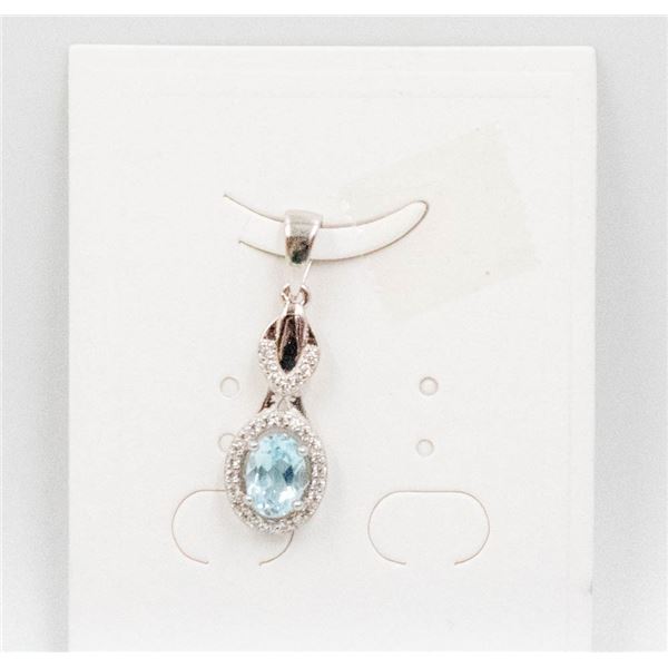 #67-NATURAL BLUE TOPAZ & CZ PENDANT