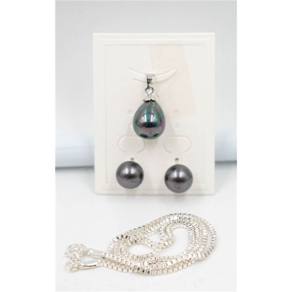 #270-SEA SHELL PEARL EARRINGS & PENDANT NECKLACE
