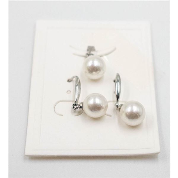 #259-SEA SHELL PEARL PENDANT &  EARRING /8.5 MM