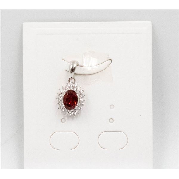 #37-NATURAL RHODOLITE GARNET & CZ PENDANT
