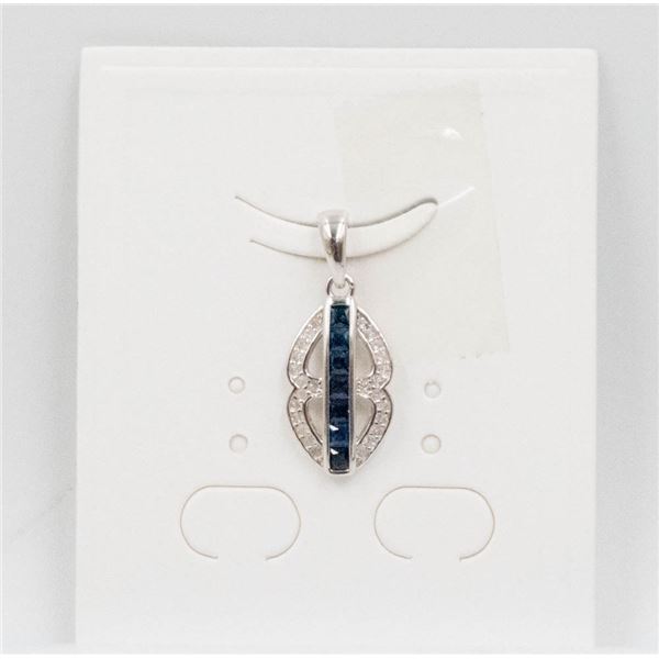 #100-NATURAL BLUE SAPPHIRE & CZ   PENDANT