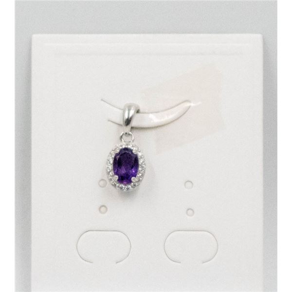 #07-NATURAL PURPLE AMETHYST & CZ PENDANT