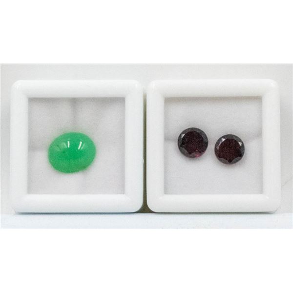 #188-NATURAL CHRYSOPRASE 3.45 CT  & GARNET 3.35CT