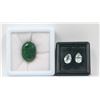 Image 1 : #235-NATURAL WHITE TOPAZ 3.15 CT & EMERALD 1.95CT