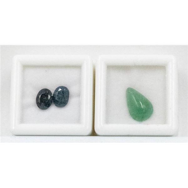 #232-NATURAL AVENTURINE 3.35CT & SAPPHIRE  3.10CT