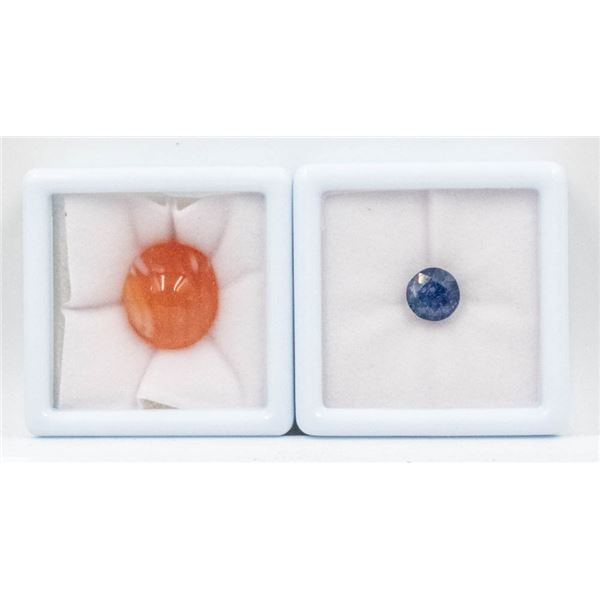 #228- NATURAL ORAGE AGATE 16.60CT,BLUE SAPPHIRE 3.