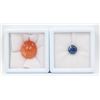 Image 1 : #228- NATURAL ORAGE AGATE 16.60CT,BLUE SAPPHIRE 3.