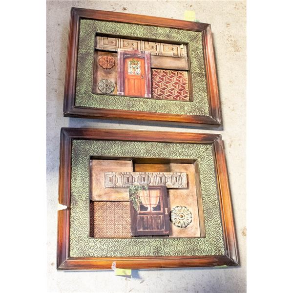 2 METAL 3-DIMENSIONAL WALL "PAINTINGS" 19" X 23"