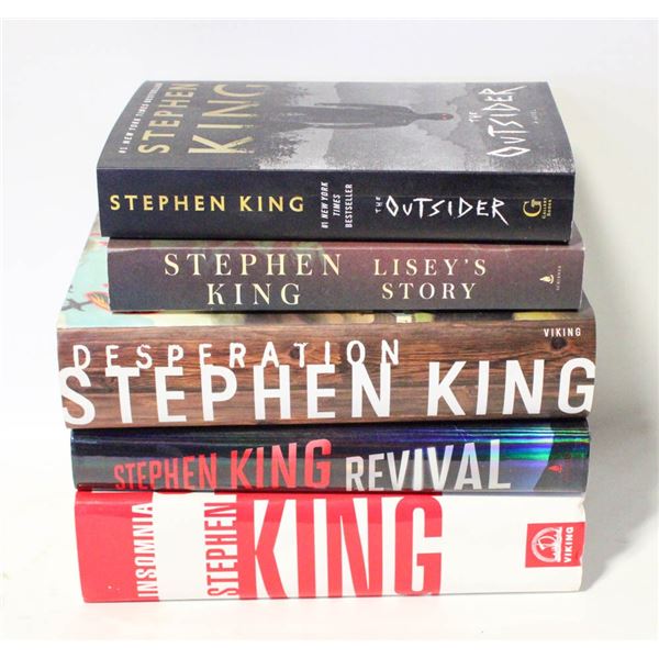5 STEPHEN KING BOOKS (3 HARDCOVER, 2 SOFT COVER)
