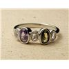 Image 1 : 10)  UNIQUE BEZEL SET AMETHYST, PERIDOT AND