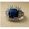Image 1 : 6) SAPPHIRE BLUE CUSHION CUT CZ HALO STYLE RING