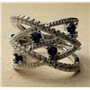 Image 1 : 7)  SAPPHIRE BLUE AND CLEAR CZ SIZE 7 CRISS/CROSS