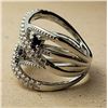 Image 2 : 7)  SAPPHIRE BLUE AND CLEAR CZ SIZE 7 CRISS/CROSS