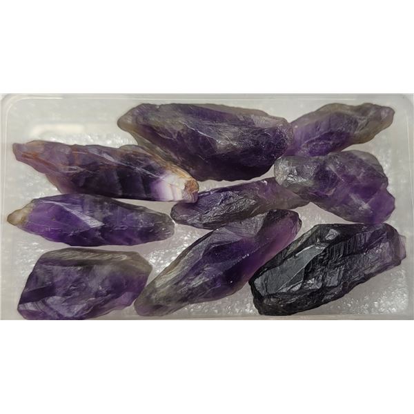 4) LOT OF 100 CT ROUGH AMETHYST GEMSTONES