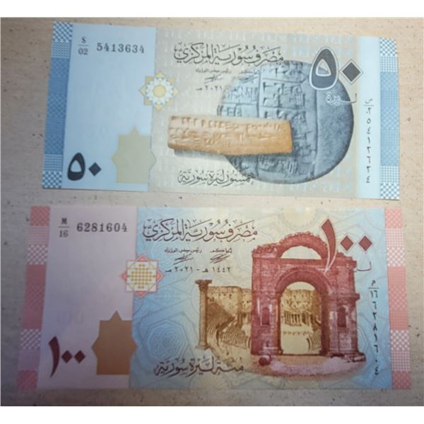 18)  LOT OF 2 UNCIRCULATED BANKNOTES FROM SYRIA
