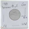 Image 1 : CDN 5 CENT 1981 FROM PROOF SET