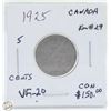 Image 1 : CDN 5 CENT COLLECTION 1925 COIN