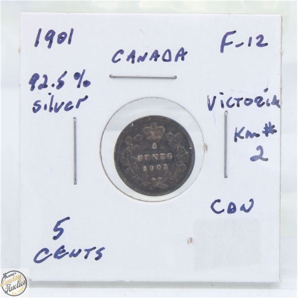 CDN 5 CENT COLLECTION SILVER 1901 COIN