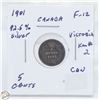 Image 1 : CDN 5 CENT COLLECTION SILVER 1901 COIN