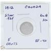 Image 1 : CDN 5 CENT COLLECTION SILVER 1912 COIN