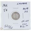 Image 1 : CDN 5 CENT COLLECTION SILVER 1916 COIN