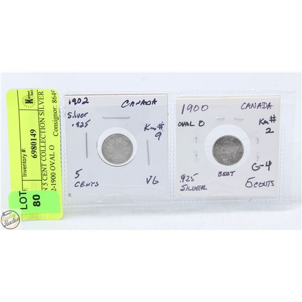 CDN 5 CENT COLLECTION SILVER 1902-1900