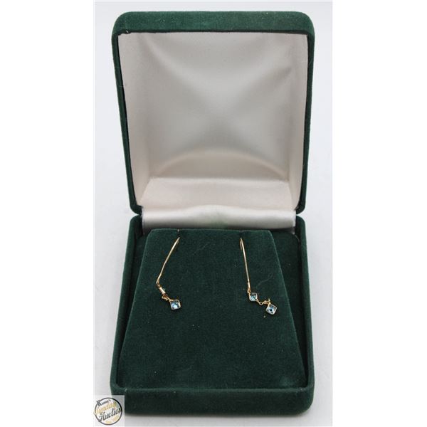 14K DIAMOND BLUE COLOUR ENHANCED EARRINGS W/COA