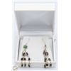 Image 1 : 14K NATURAL EMERALD+BLUE SAPPHIRE EARRINGS W/COA