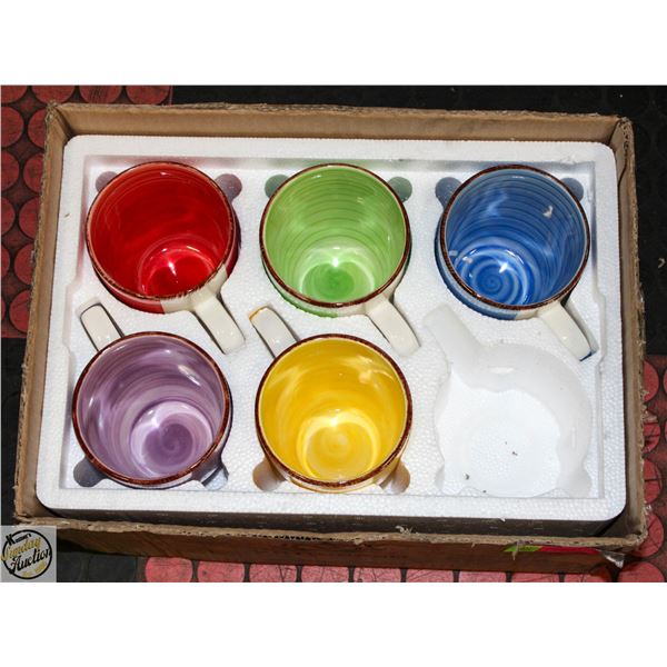 NEW BOX WITH SET OF 5 VANCASSO STONEWARE COFFEE