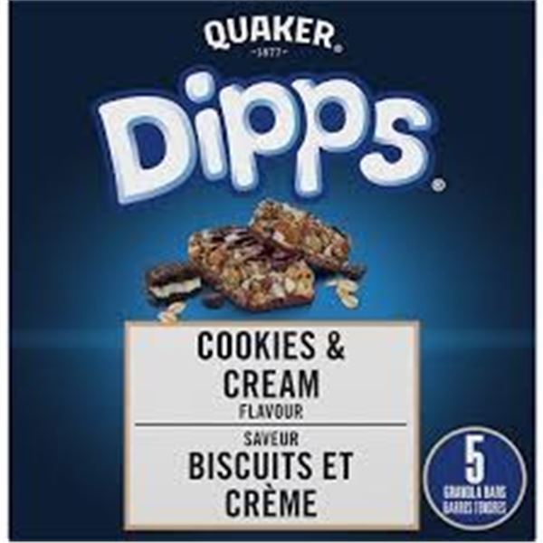 NEW 12 X 150G QUAKER DIPPS COOKIES & CREAM