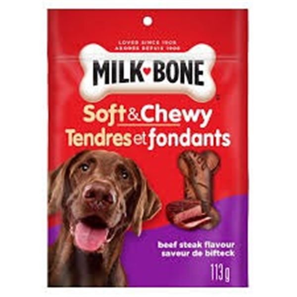 NEW 12 X 113G MILKBONE SOFT & CHEWY BEEF STEAK