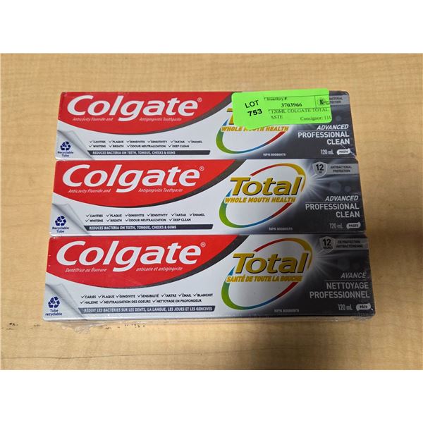 NEW 3 X 120ML COLGATE TOTAL TOOTHPASTE