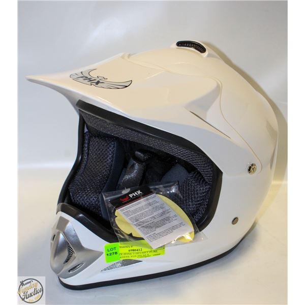 NEW PHX ZONE 3 HELMET PURE GLOSS WHITE YOUTH SZ S