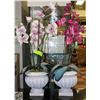Image 1 : PAIR OF FAUX PINK/WHITE ORCHIDS 28" HIGH