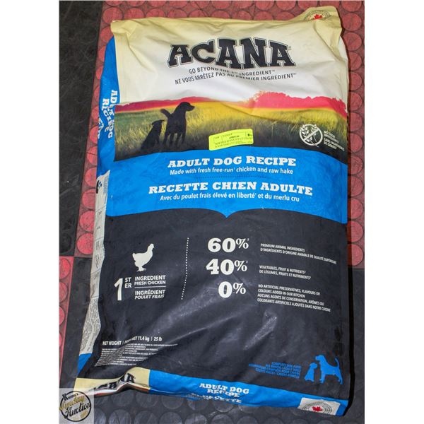 NEW 25LB ACANA ADULT CHICKEN & RAW HAKE DOG FOOD-