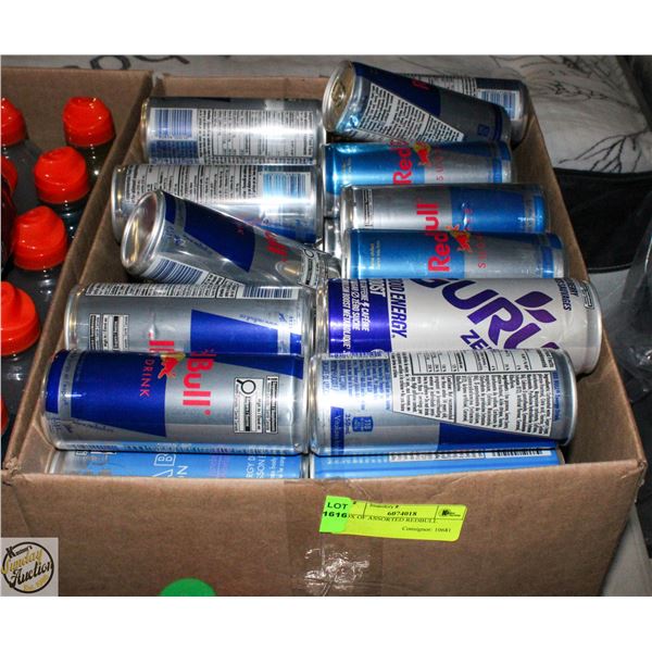BOX OF ASSORTED REDBULL