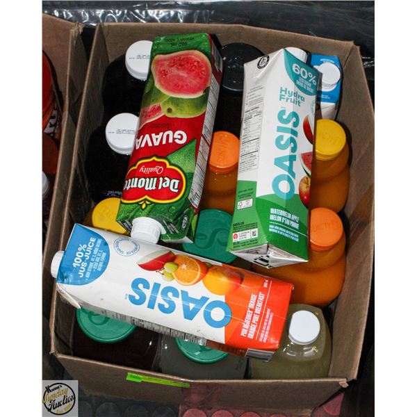 BOX OF ASSORTED 1L AND 2L BOTTLED JUICE