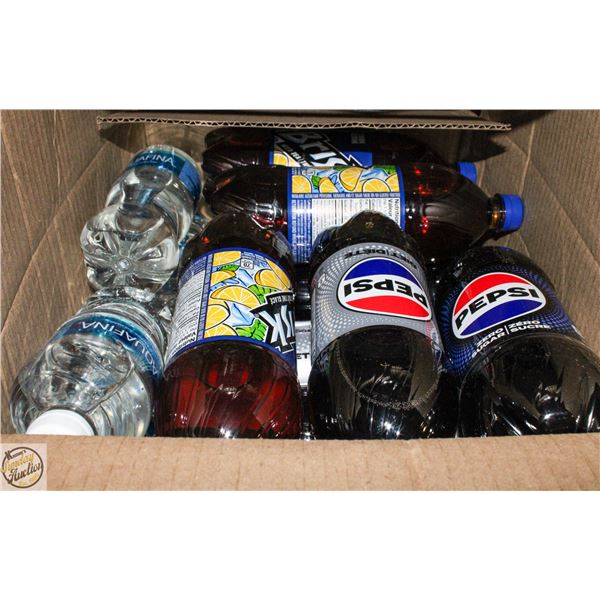 BOX OF ASSORTED BOTTLED POP