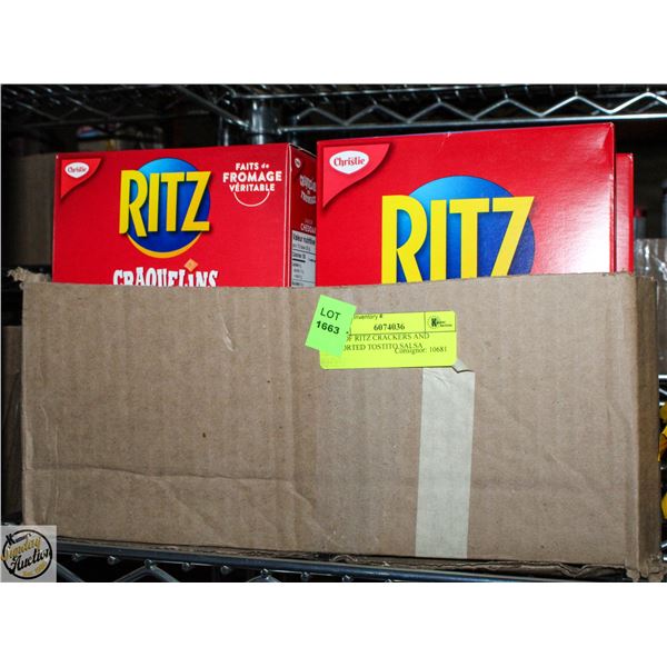 LOT OF RITZ CRACKERS AND ASSORTED TOSTITO SALSA
