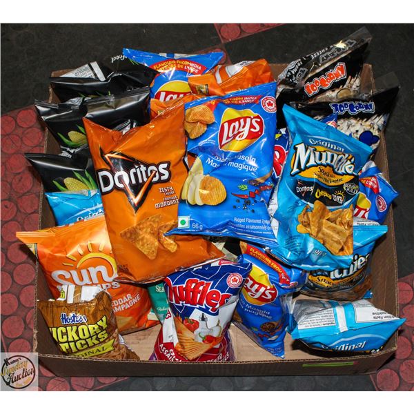 FLAT OF ASSORTED SMALL BAGS OF CHIPS