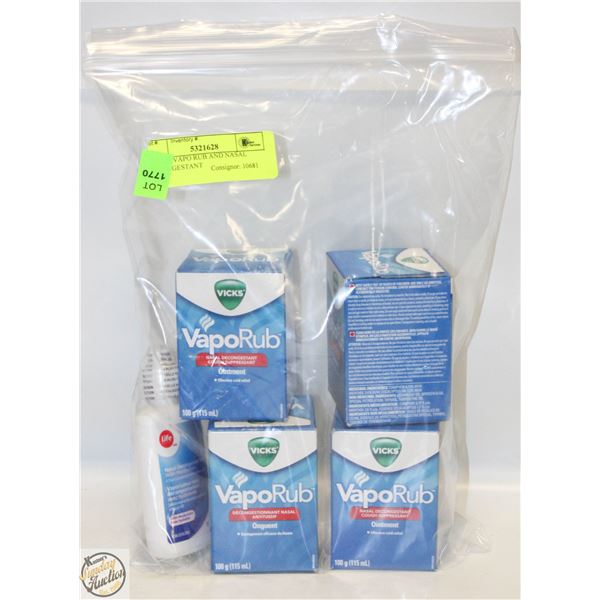 LOT OF VAPO RUB AND NASAL DECONGESTANT