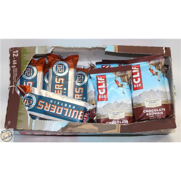 LOT OF ASSORTED CLIFF AND BUILDERS PROTEIN BARS