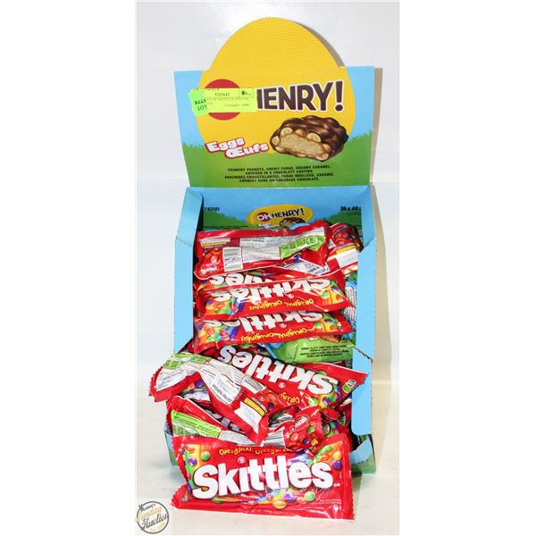 MIXED LOT OF SKITTLES AND OH HENRY EGG
