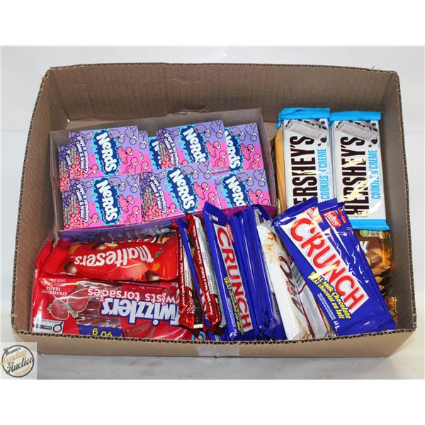 LOT OF NERDS AND ASSORTED CHOCOLATE BARS
