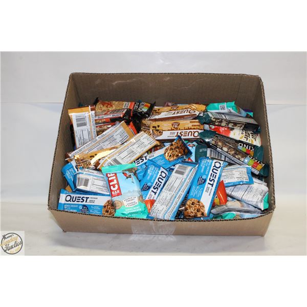 LOT OF ASSORTED PROTIEN AND GRANOLA BARS