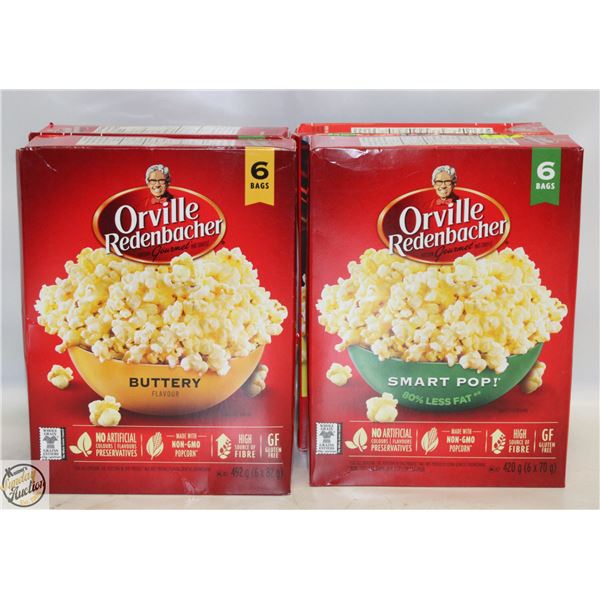 4 BOXES OF ORVILLE REDENBACHER MICROWAVE POPCORN