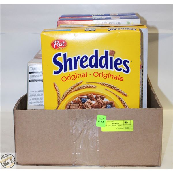 BOX OF ASSORTED CEREALS