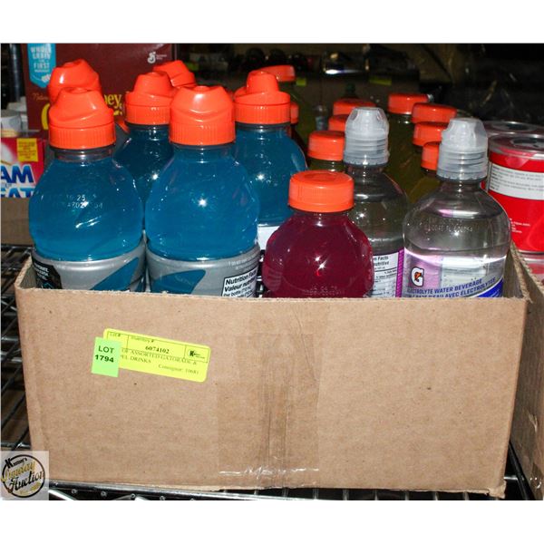 BOX OF ASSORTED GATORADE & PROPEL DRINKS