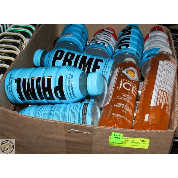 LOT OF ASSORTED PRIME, ICE AND JONES DRINKS